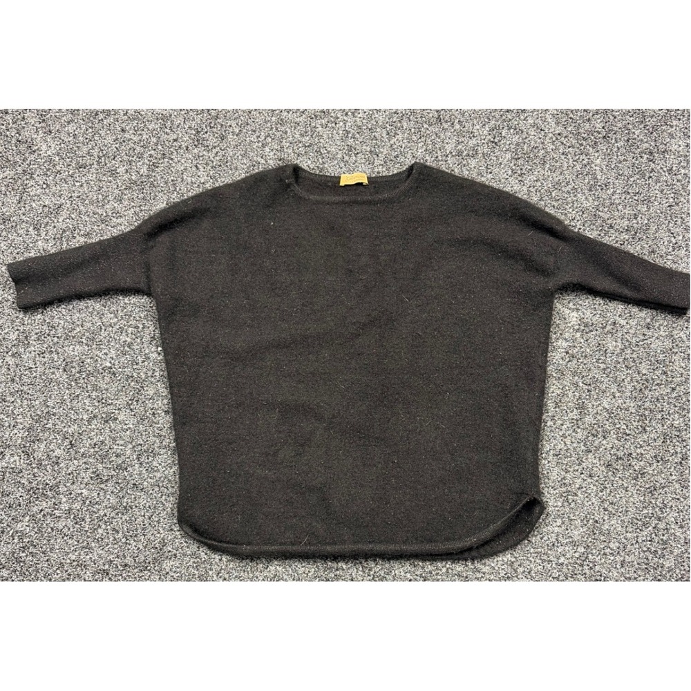 Glamour Cashmere Sweater Womens F Black Shimmer Batwing Pure Cashmere Mongolia